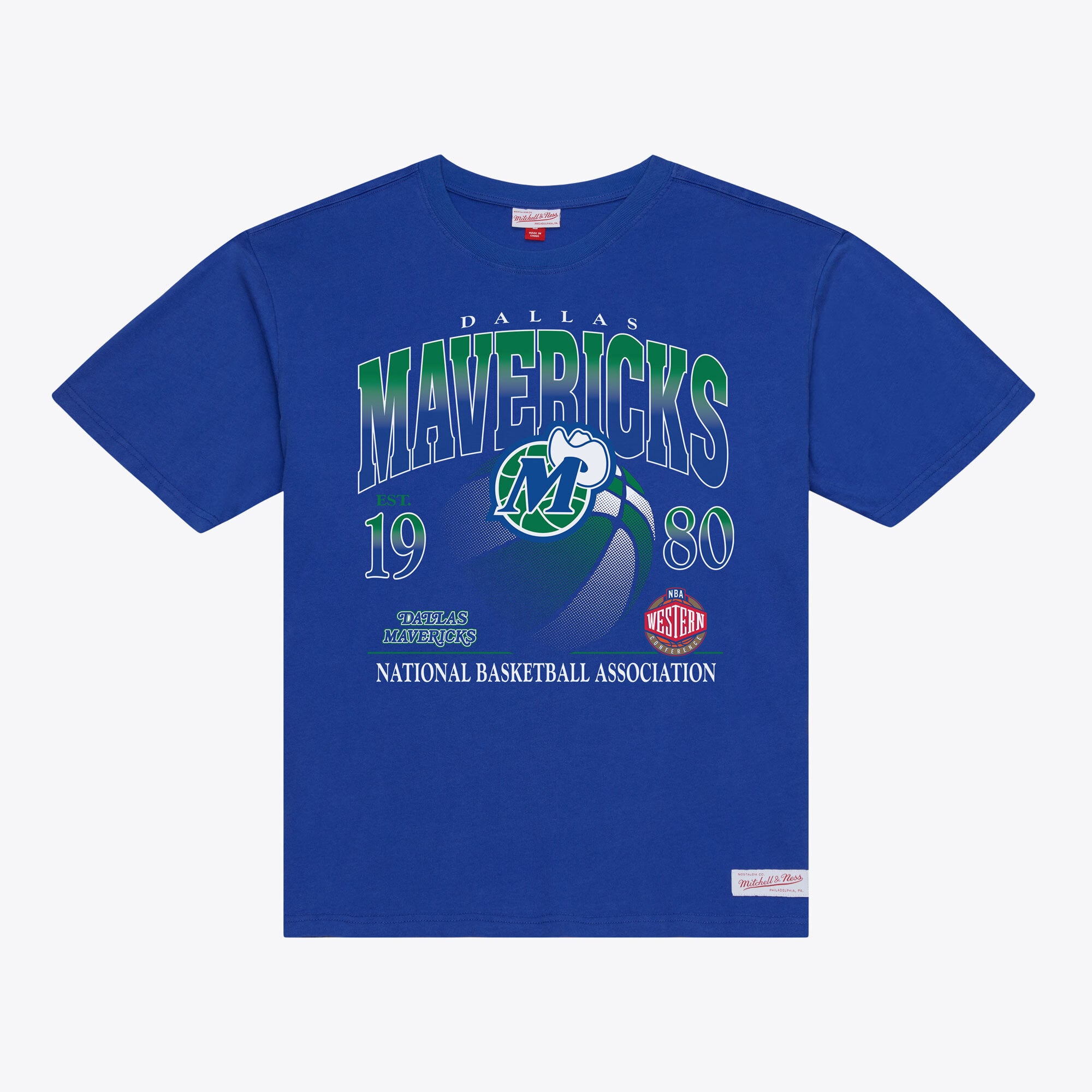 T-shirt da uomo Mitchell & Ness Royal Dallas Mavericks Core Graphic