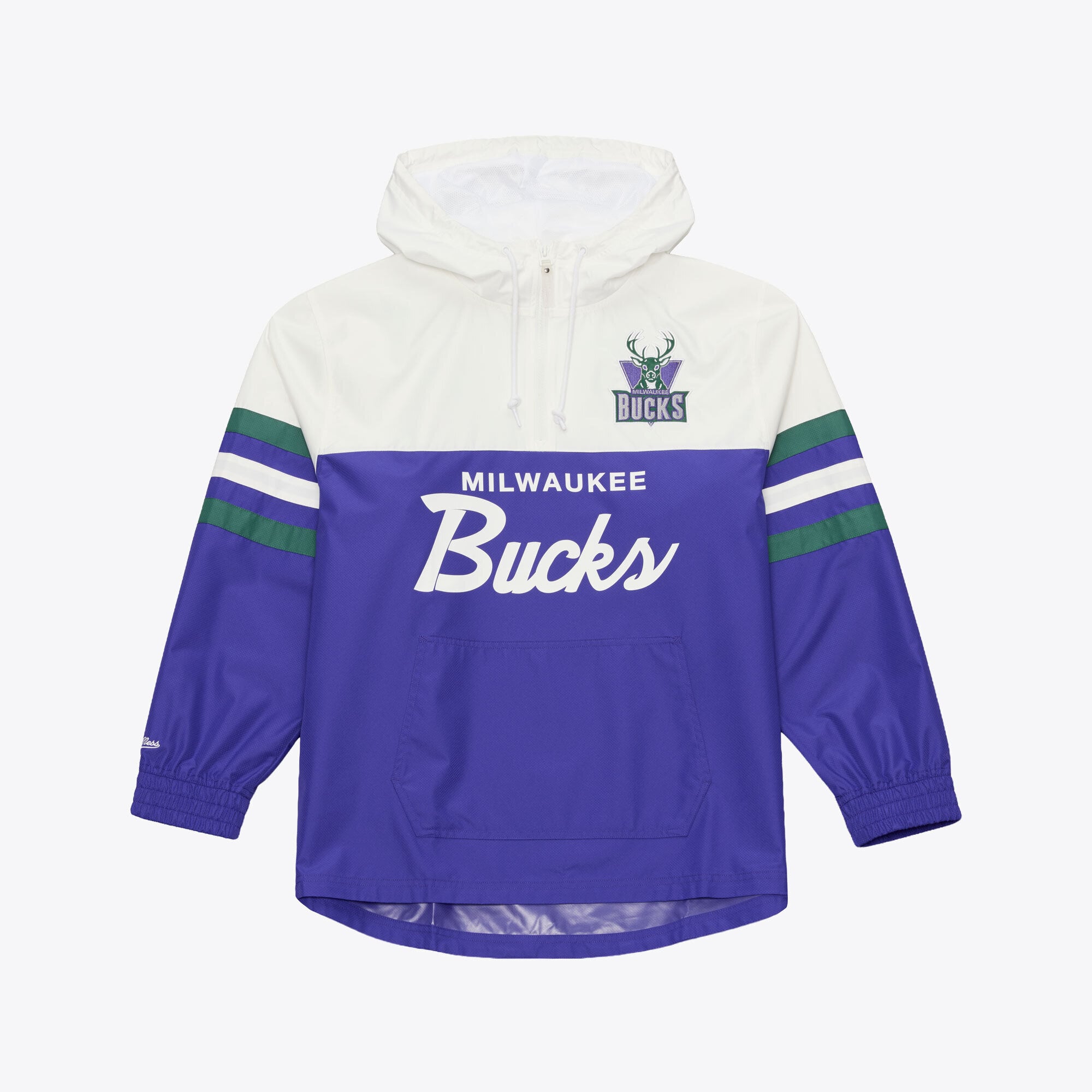 Men's Mitchell & Ness Purple Milwaukee Bucks Head Coach Lightweight Anorak Quarter-Zip Windbreaker
