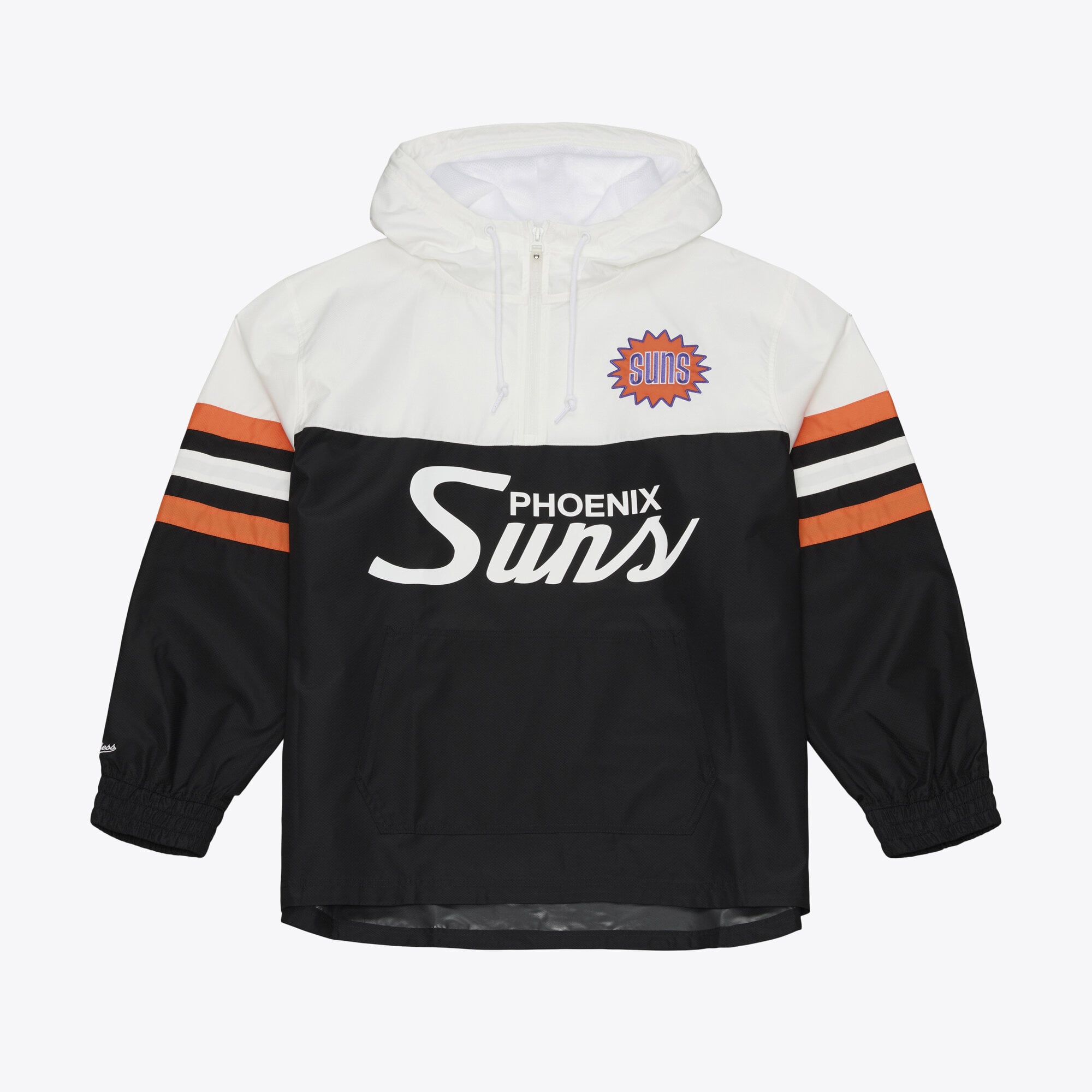 Men's Mitchell & Ness  Black Phoenix Suns Head Coach Lightweight Anorak Quarter-Zip Windbreaker