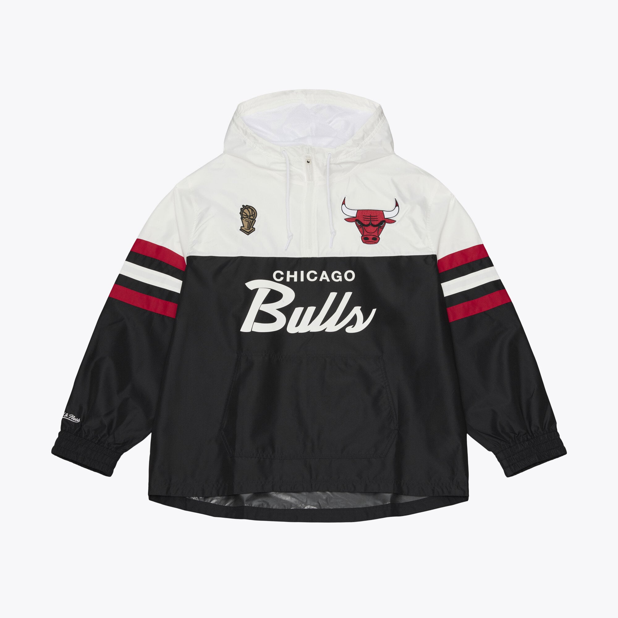 Mitchell & Ness Men's Black Chicago Bulls Head Coach Lightweight Anorak Quarter-Zip Windbreaker - Black