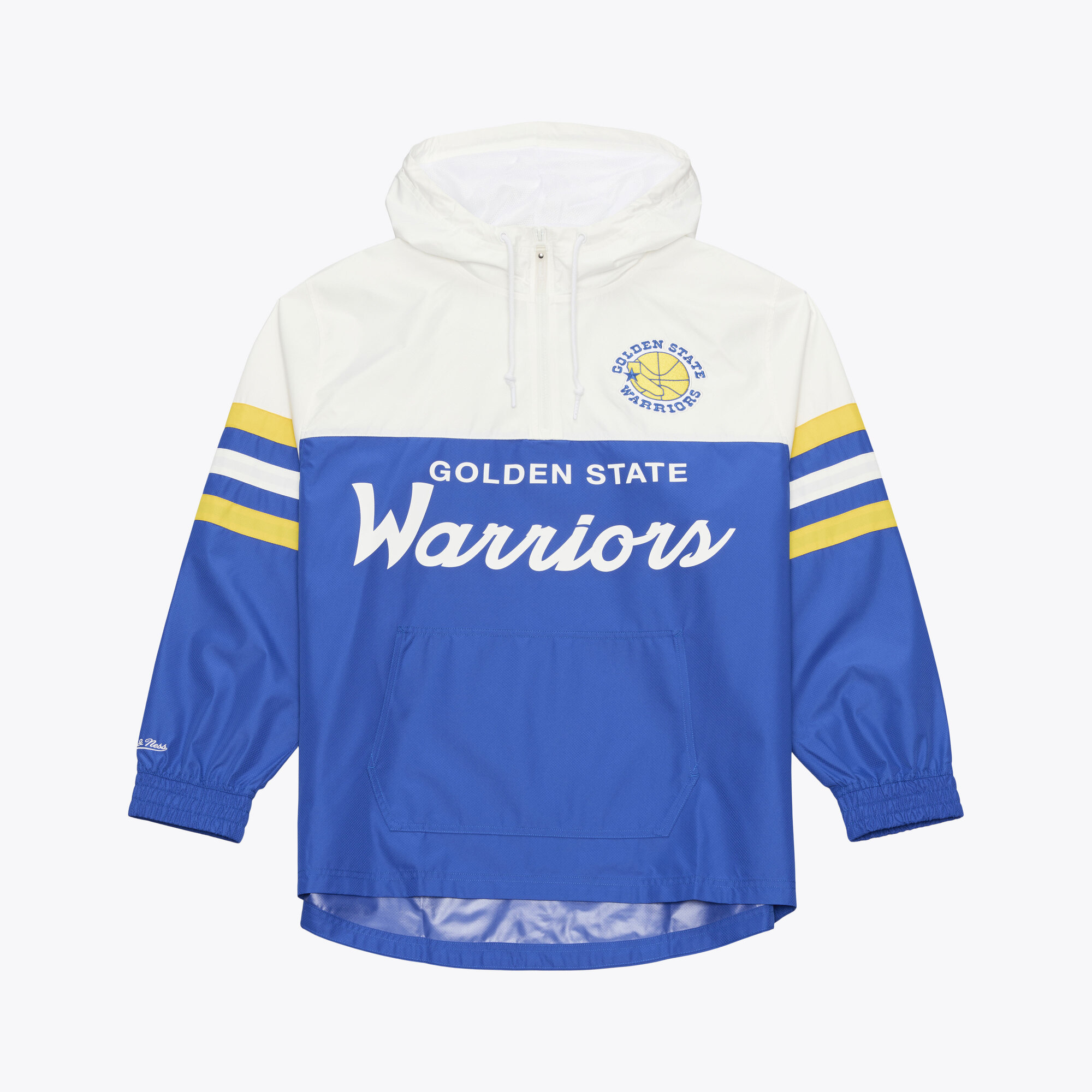 Men's Mitchell & Ness  Royal Golden State Warriors Head Coach Lightweight Anorak Quarter-Zip Windbreaker