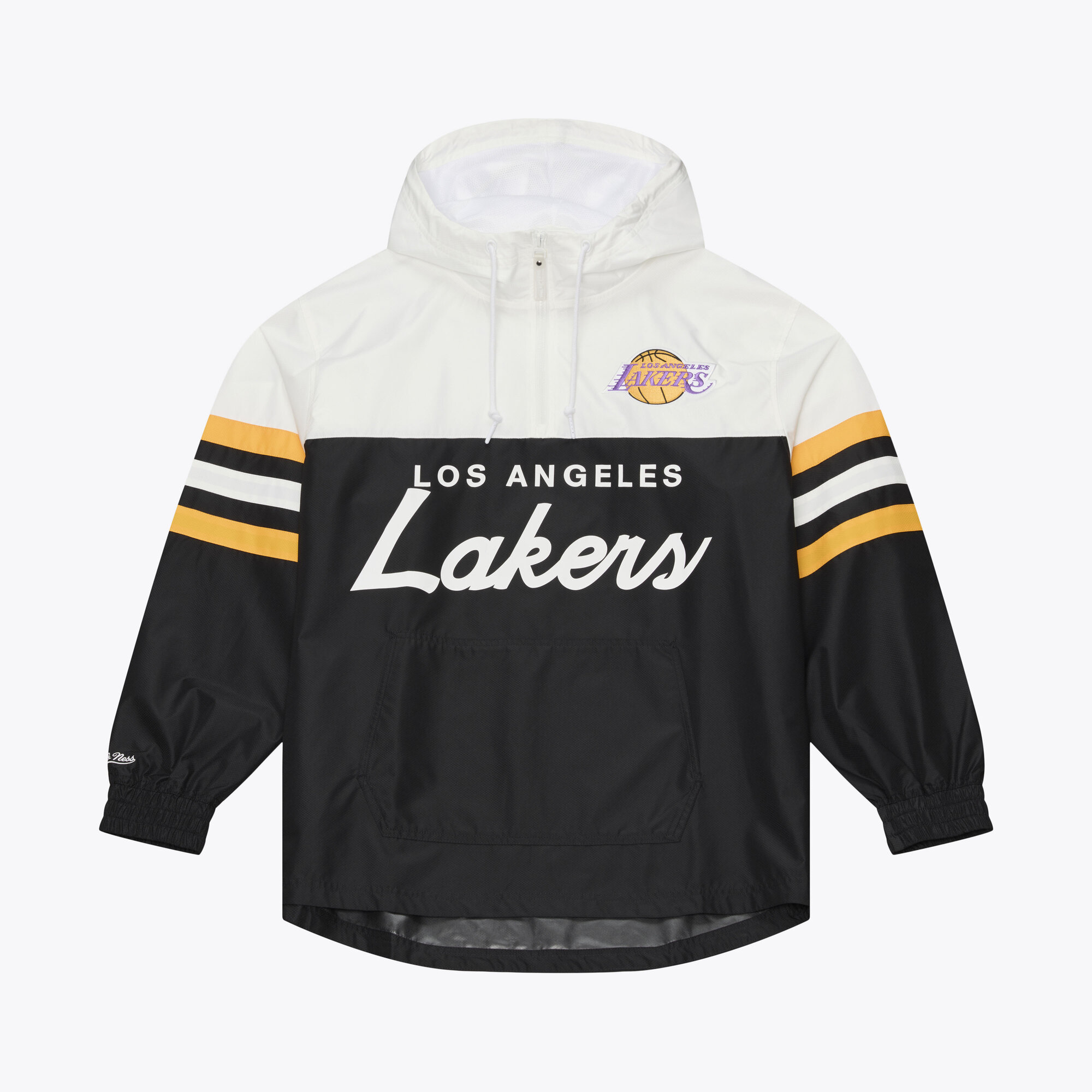 Mitchell & Ness Men's Black Los Angeles Lakers Head Coach Lightweight Anorak Quarter-Zip Windbreaker - Black