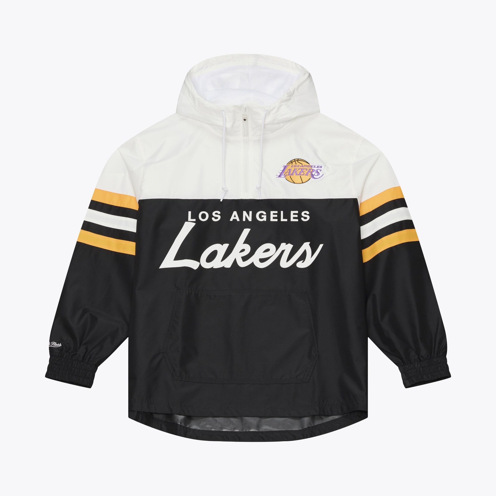 Men's Mitchell & Ness Black Los Angeles Lakers Head Coach Lightweight Anorak Quarter-Zip Windbreaker