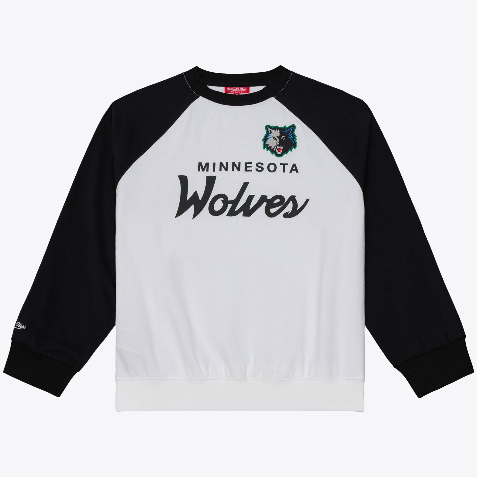 Women's Mitchell & Ness  White/Black Minnesota Timberwolves Head Coach Lightweight Raglan Sweatshirt