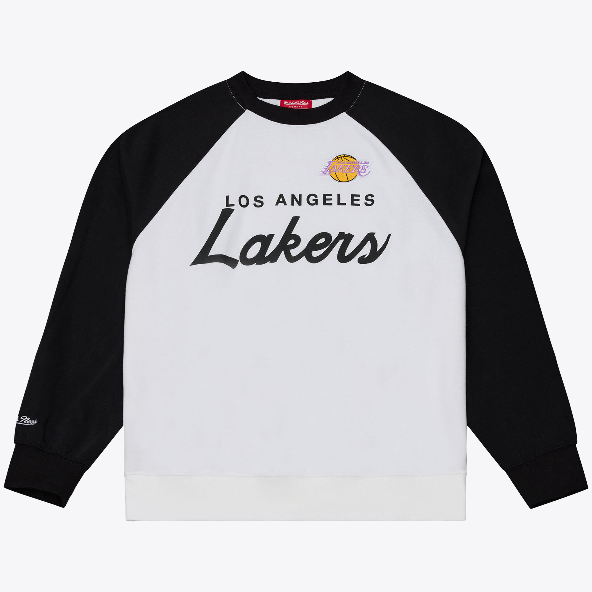 Women's Mitchell & Ness  White/Black Los Angeles Lakers Head Coach Lightweight Raglan Sweatshirt