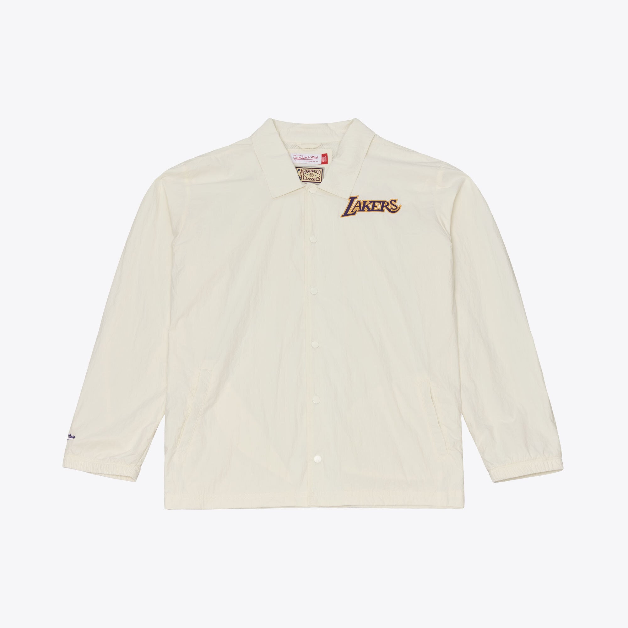 Men's Mitchell & Ness  Cream Los Angeles Lakers Retro Root Full-Snap Coaches Jacket