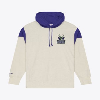 Men's Mitchell & Ness  Cream Milwaukee Bucks French Terry Hoodie