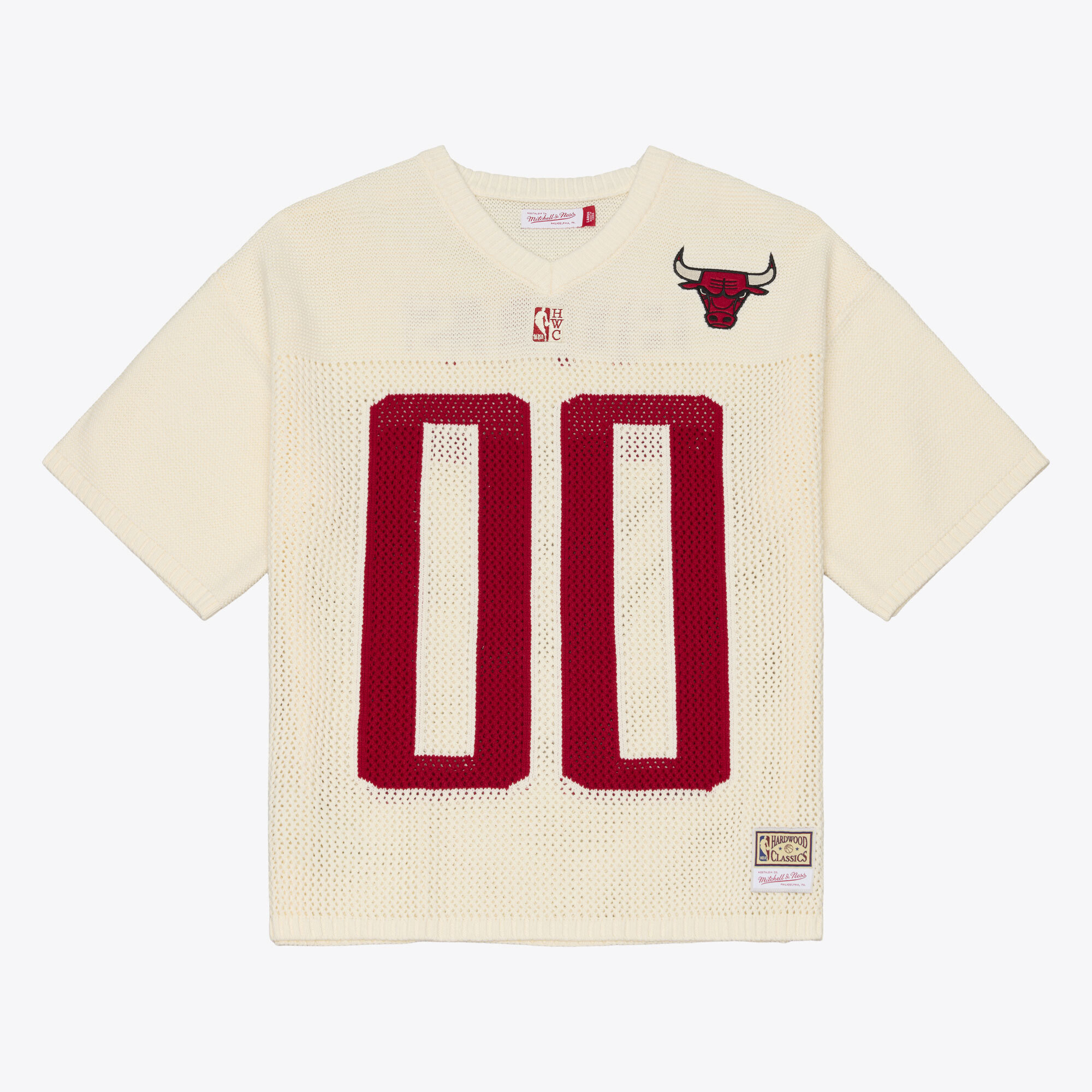 Mitchell & Ness Men's Mitchell Ness Cream Chicago Bulls Hardwood Classics Retro Roots Short-Sleeve Sweater Jersey - Cream