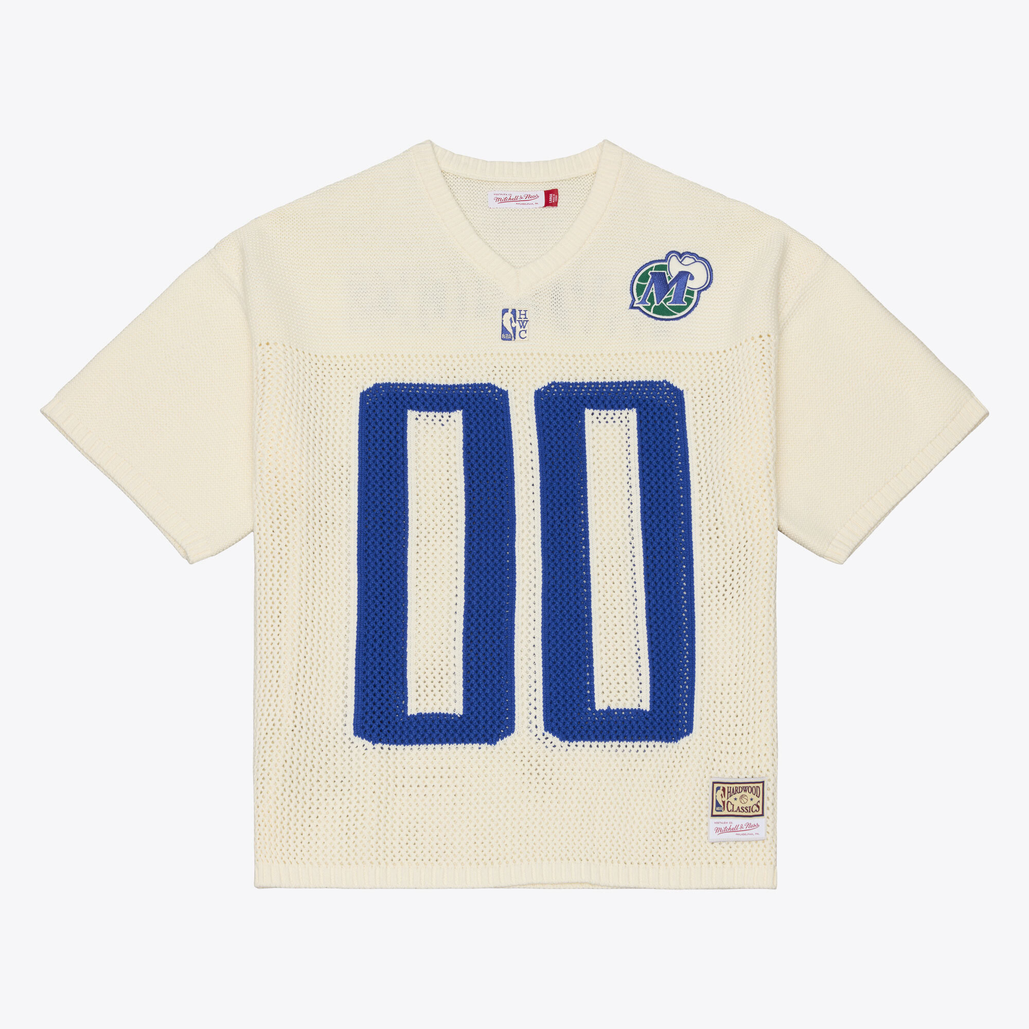 Mitchell & Ness Men's Mitchell Ness Cream Dallas Mavericks Hardwood Classics Retro Roots Short-Sleeve Sweater Jersey - Cream