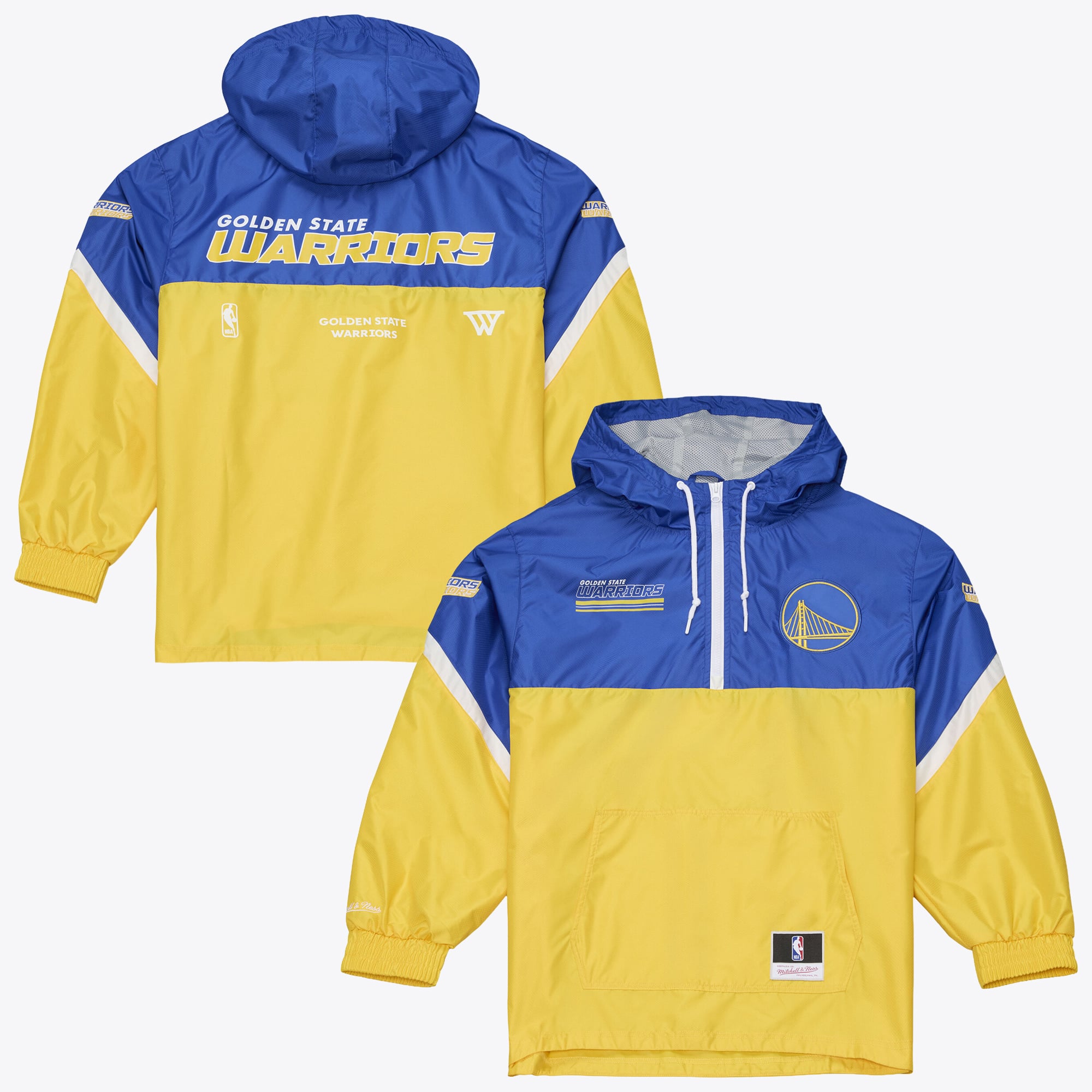 Men's Mitchell & Ness Gold Golden State Warriors  Triple Check Half-Zip Windbreaker Jacket