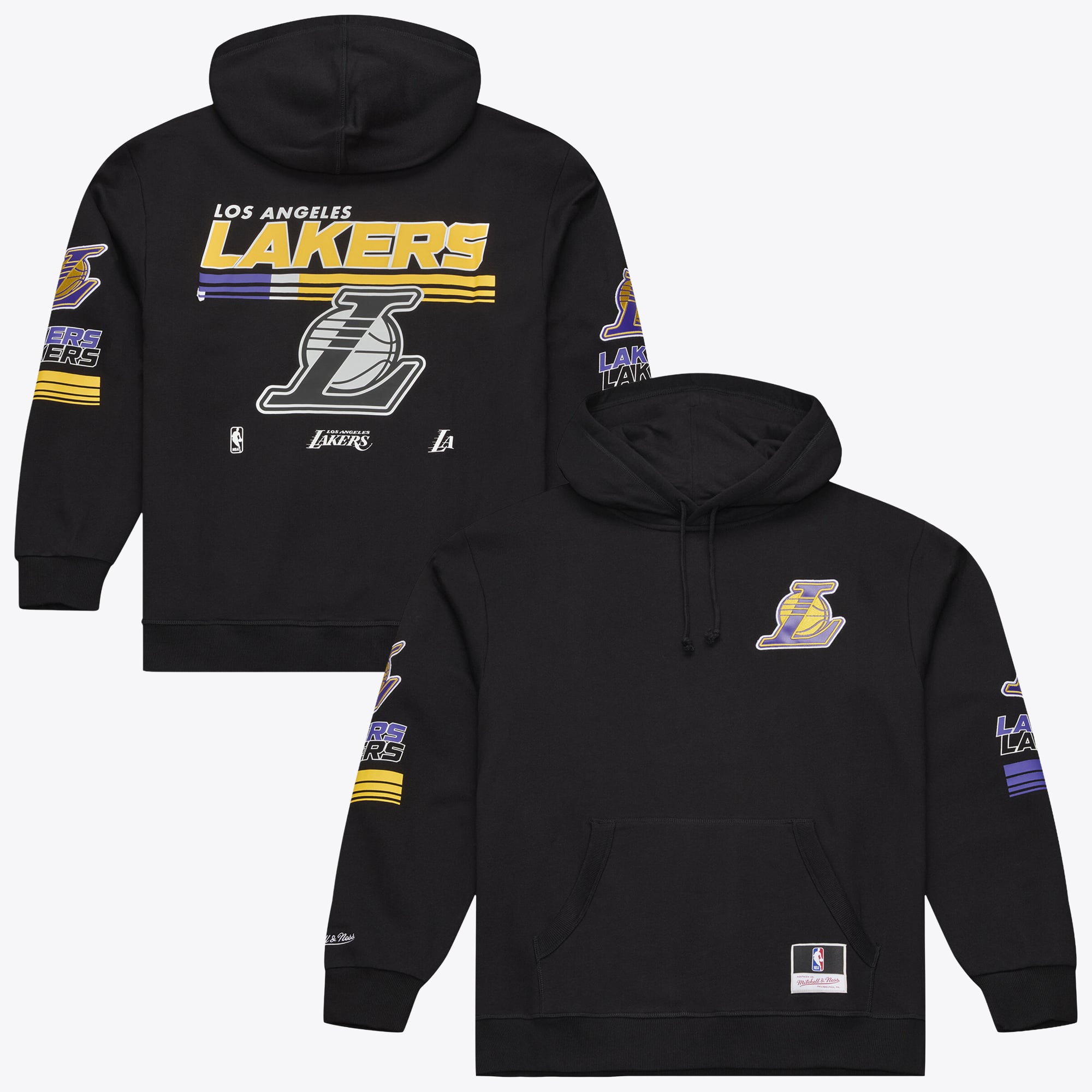 Men's Mitchell & Ness Black Los Angeles Lakers  Triple Check Fleece Hoodie