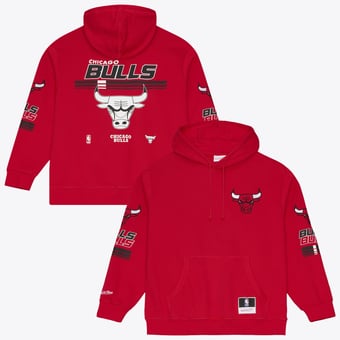 Men's Mitchell & Ness Red Chicago Bulls  Triple Check Fleece Hoodie