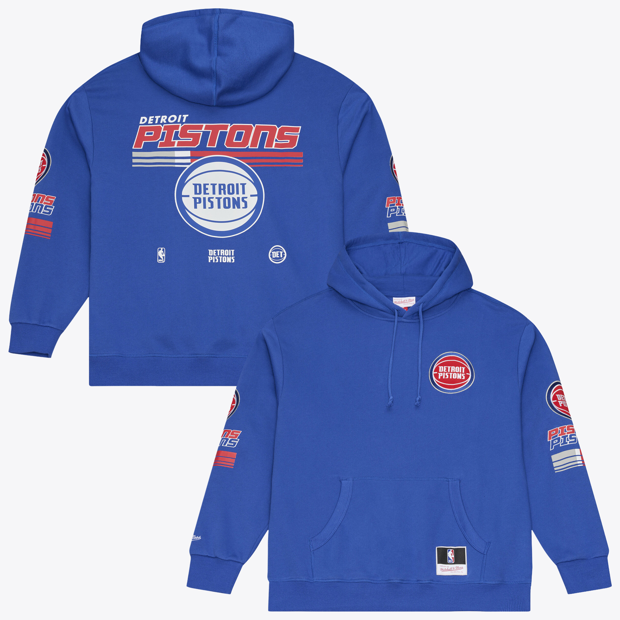 Men's Mitchell & Ness Blue Detroit Pistons  Triple Check Fleece Hoodie