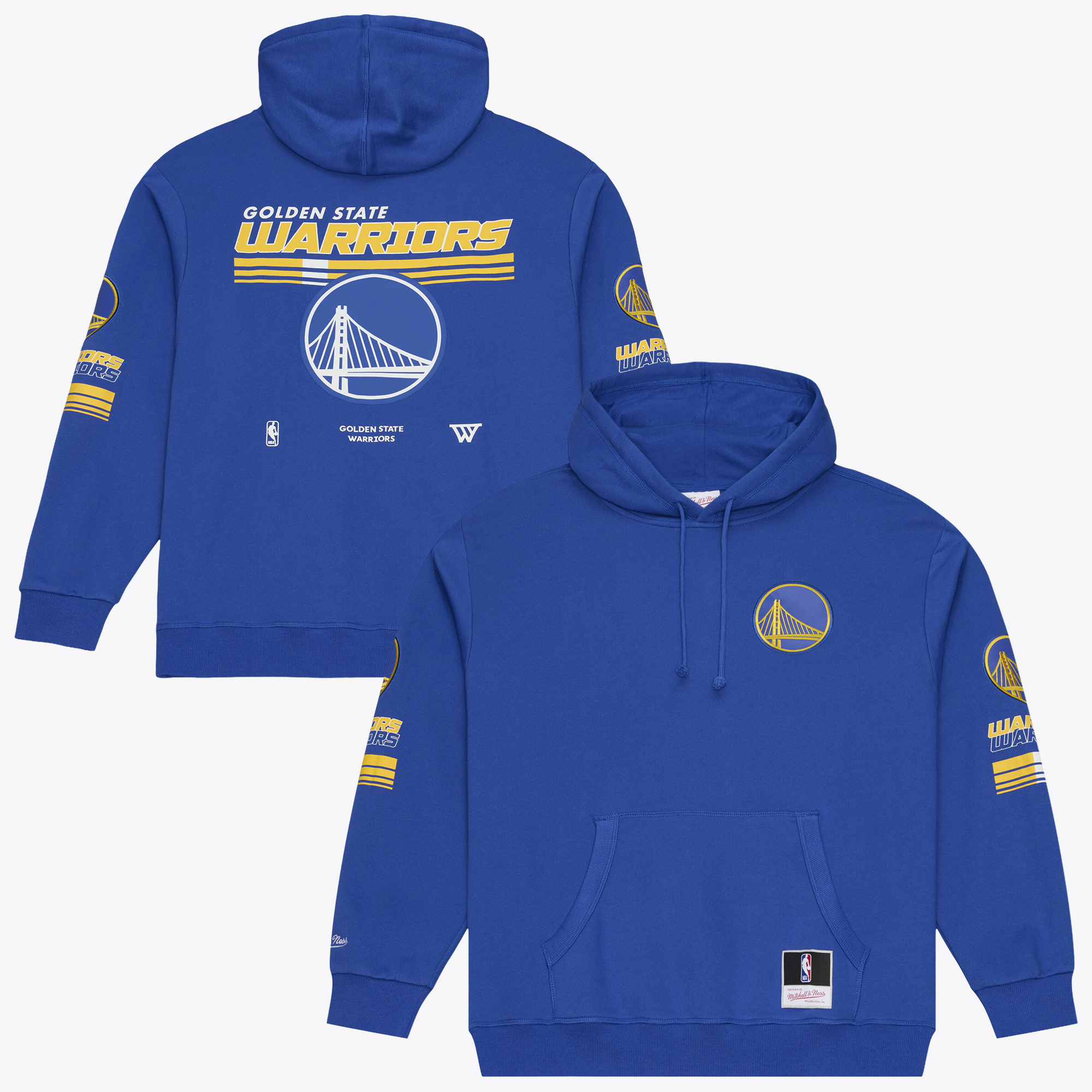Men's Mitchell & Ness Royal Golden State Warriors Triple Check Fleece Hoodie