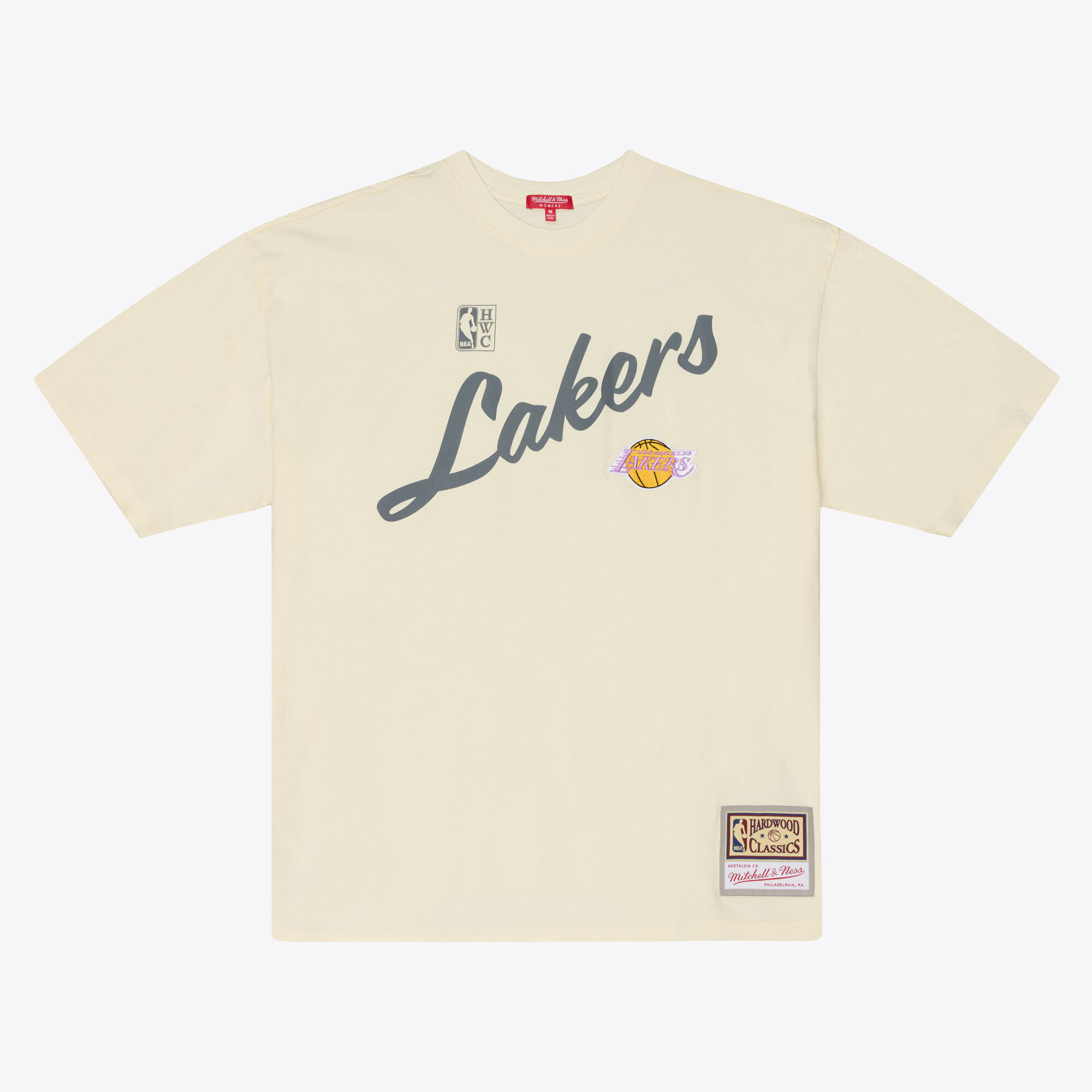 Women's Mitchell & Ness  Oatmeal Los Angeles Lakers Heritage Hues T-Shirt