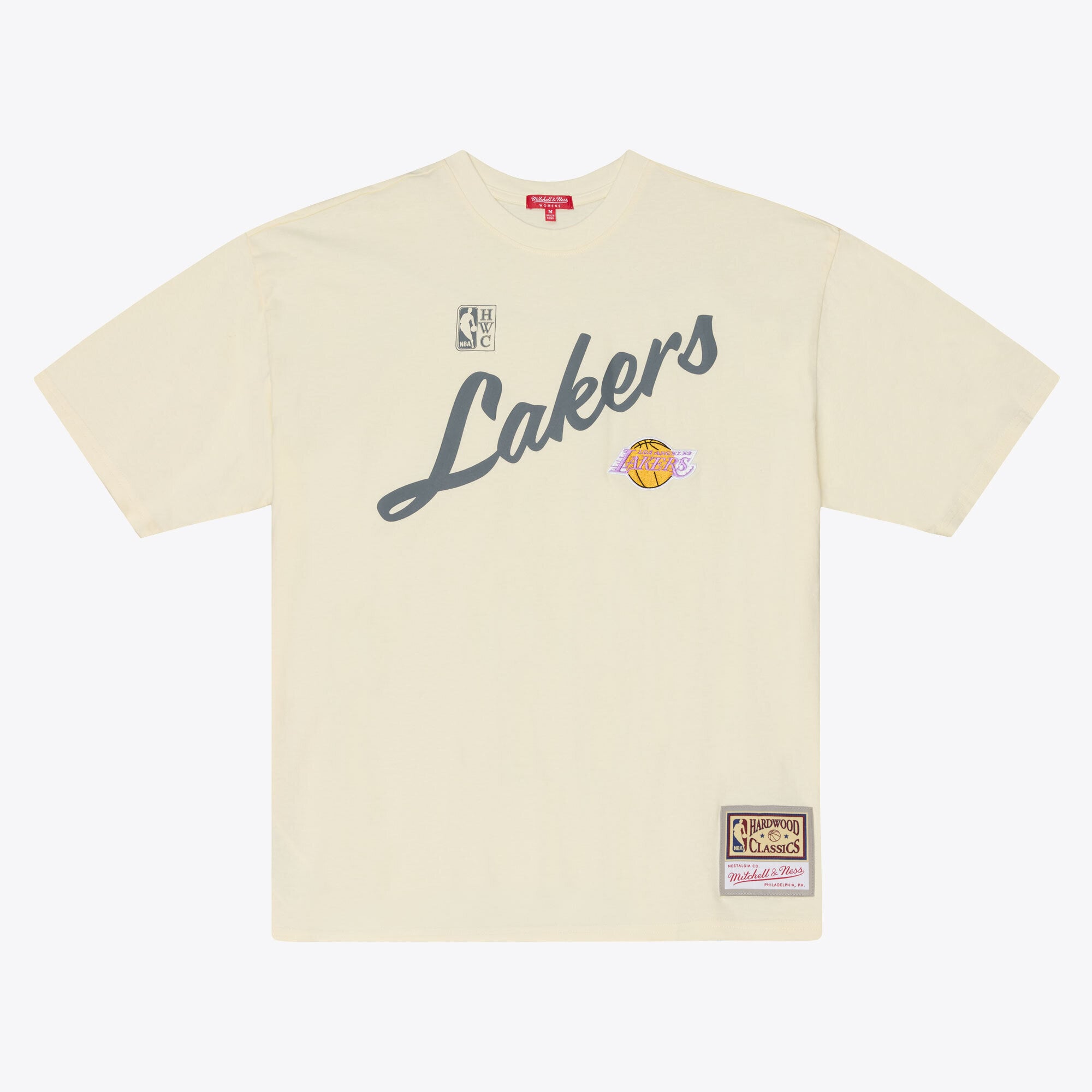 Women's Mitchell & Ness  Oatmeal Los Angeles Lakers Heritage Hues T-Shirt
