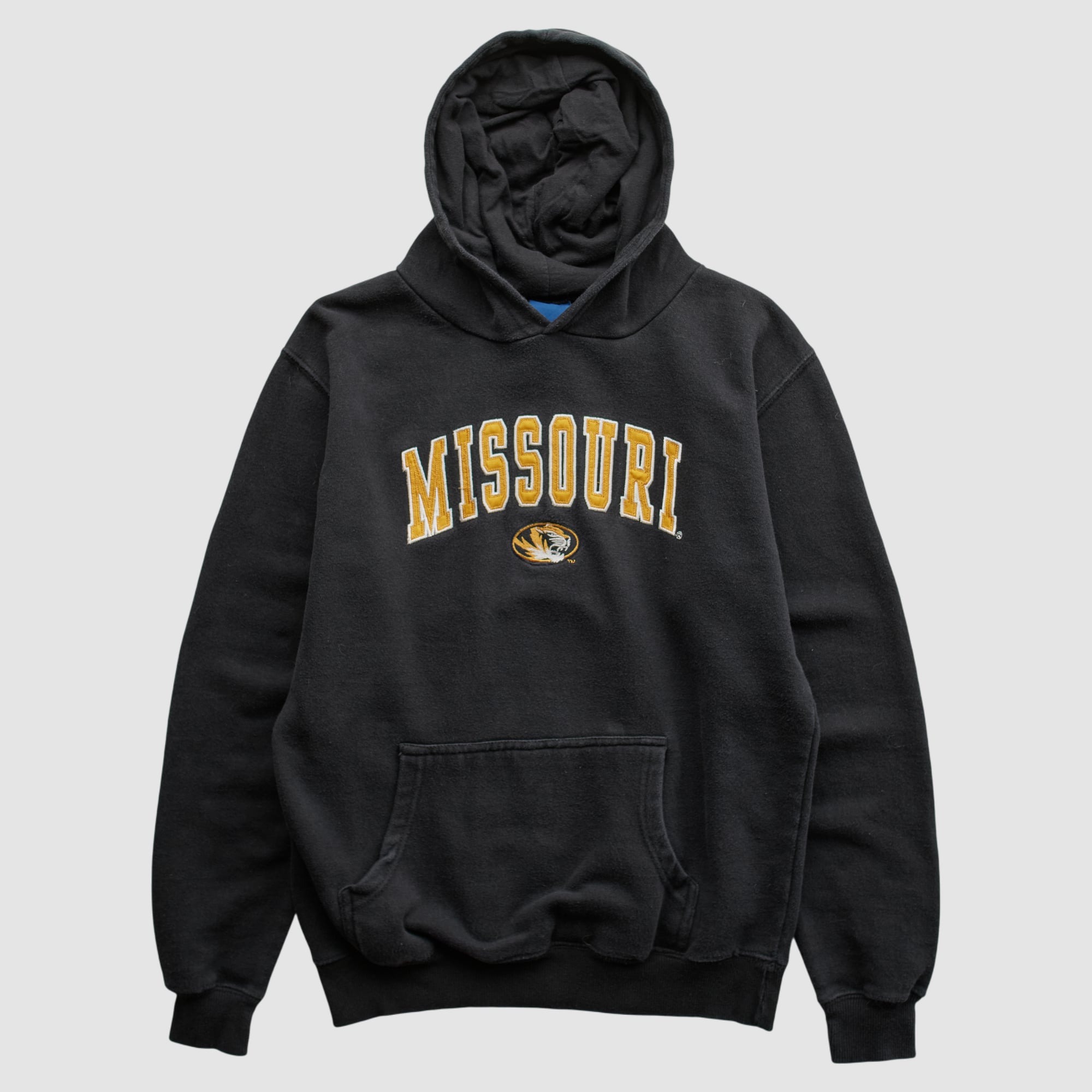 Missouri Tigers Old Varsity Brand 2010s Hooded Pullover Sweatshirt - Black - XS by Fanatics Real Vintage