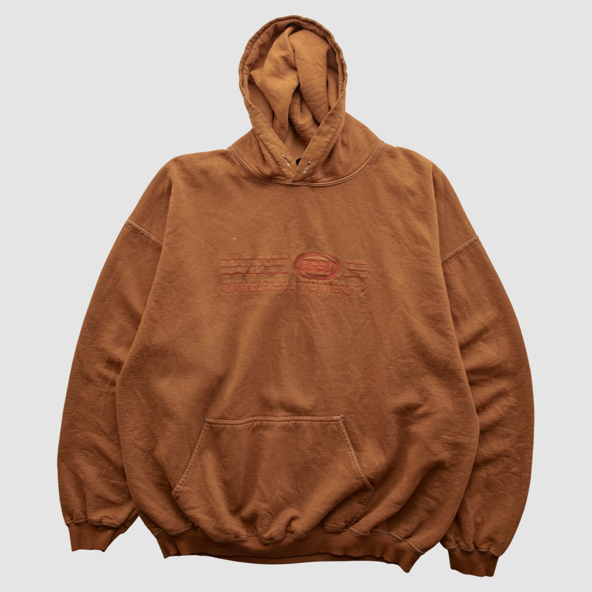 Bowling Green St. Falcons All American Embroidery 2000s Hooded Pullover Sweatshirt - Brown - XL by Fanatics Real Vintage