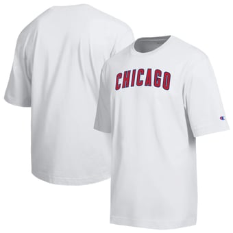 Men's Champion White Chicago Cubs All Star Arched Chenille Wordmark T-Shirt