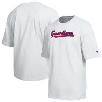 Men's Champion White Cleveland Guardians All Star Arched Chenille Wordmark T-Shirt