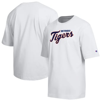 Men's Champion White Detroit Tigers All Star Arched Chenille Wordmark T-Shirt