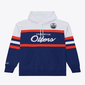 Men's Mitchell & Ness Navy Edmonton Oilers Head Coach Hoodie