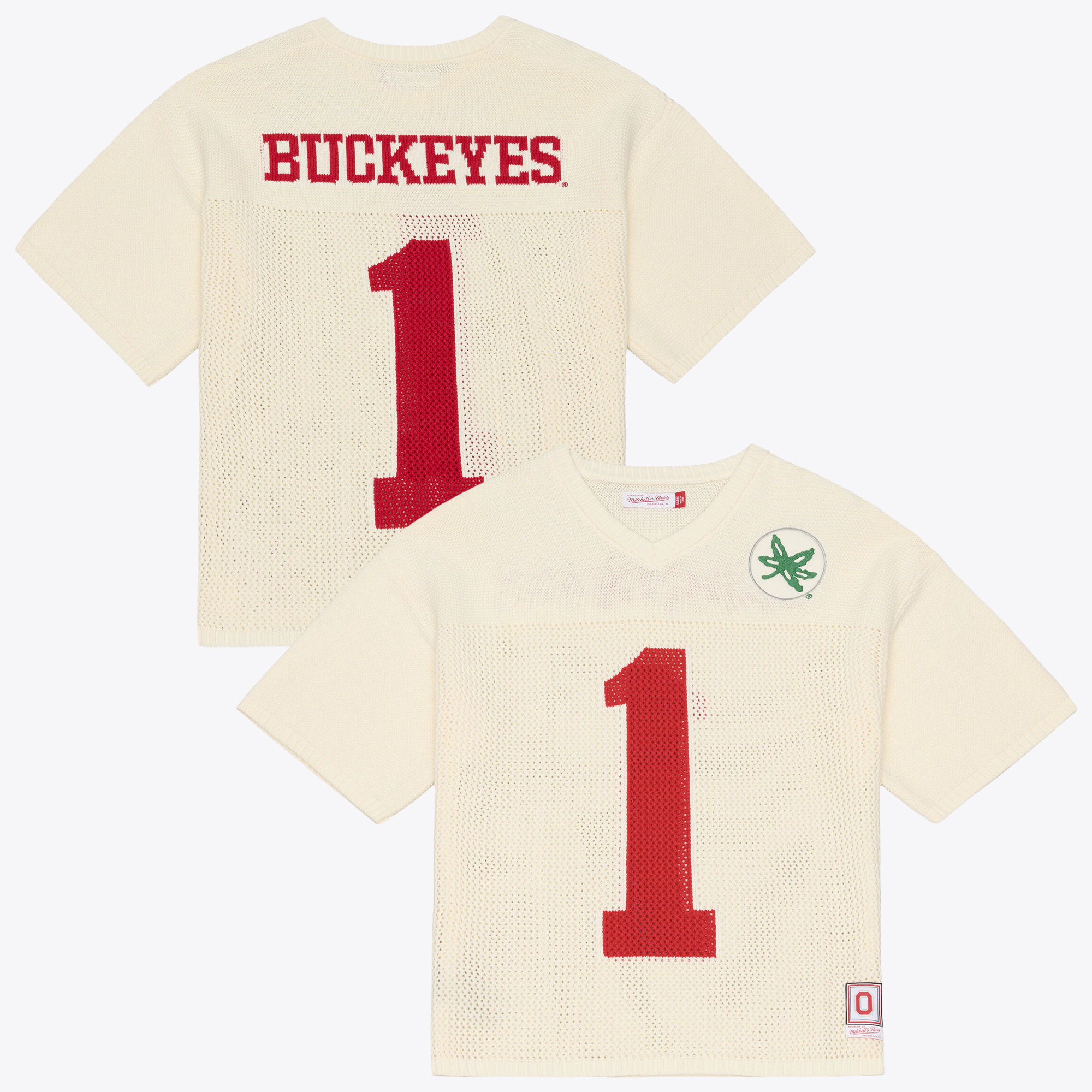 Unisex Mitchell & Ness Cream Ohio State Buckeyes Retro Roots Sweater Jersey