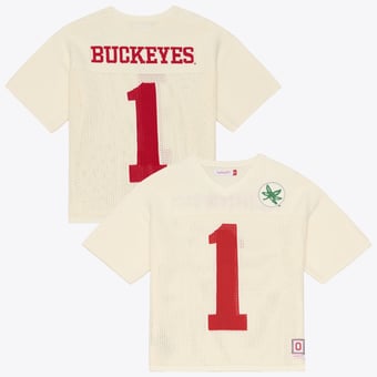 Unisex Mitchell & Ness Cream Ohio State Buckeyes Retro Roots Sweater Jersey