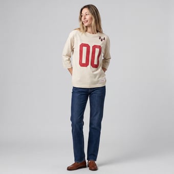 Women's Mitchell & Ness Cream Georgia Bulldogs Retro Roots Oversized 3/4-Sleeve T-Shirt