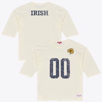 Women's Mitchell & Ness Cream Notre Dame Fighting Irish Retro Roots Oversized 3/4-Sleeve T-Shirt