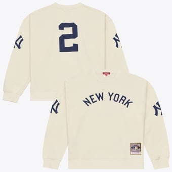 Women's Mitchell & Ness Cream New York Yankees Name & Number Pullover