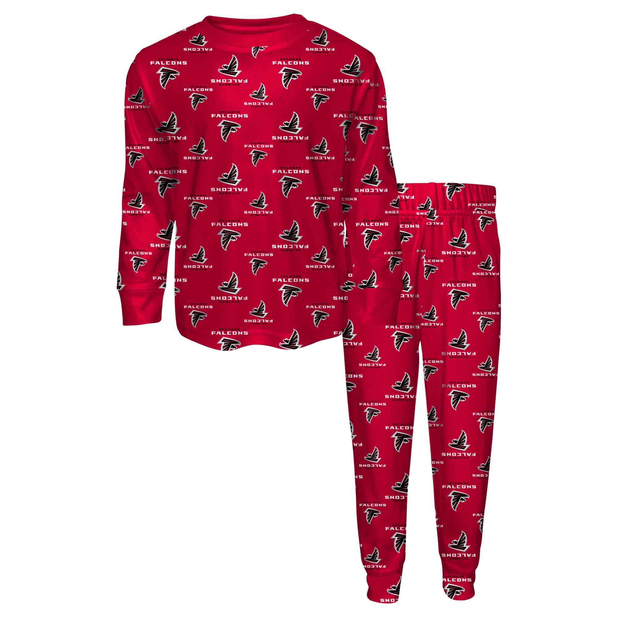 Youth Outerstuff Red Atlanta Falcons All-Over-Print Long Sleeve T-Shirt and Pants Sleep Set Youth Outerstuff Red Atlanta Falcons All-Over-Print Long Sleeve T-Shirt and Pants Sleep Set