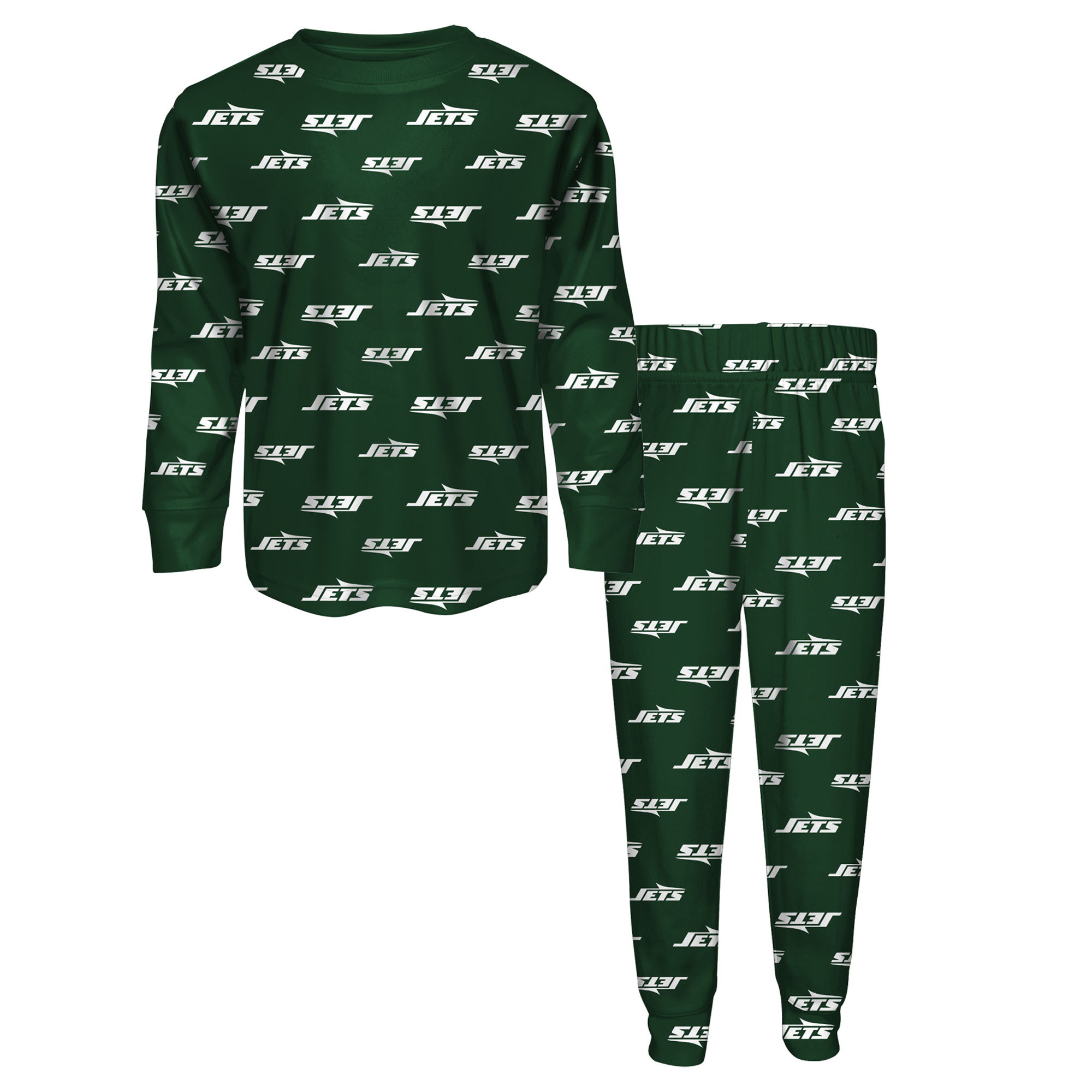 Youth Outerstuff Green New York Jets All-Over-Print Long Sleeve T-Shirt and Pants Sleep Set Youth Outerstuff Green New York Jets All-Over-Print Long Sleeve T-Shirt and Pants Sleep Set