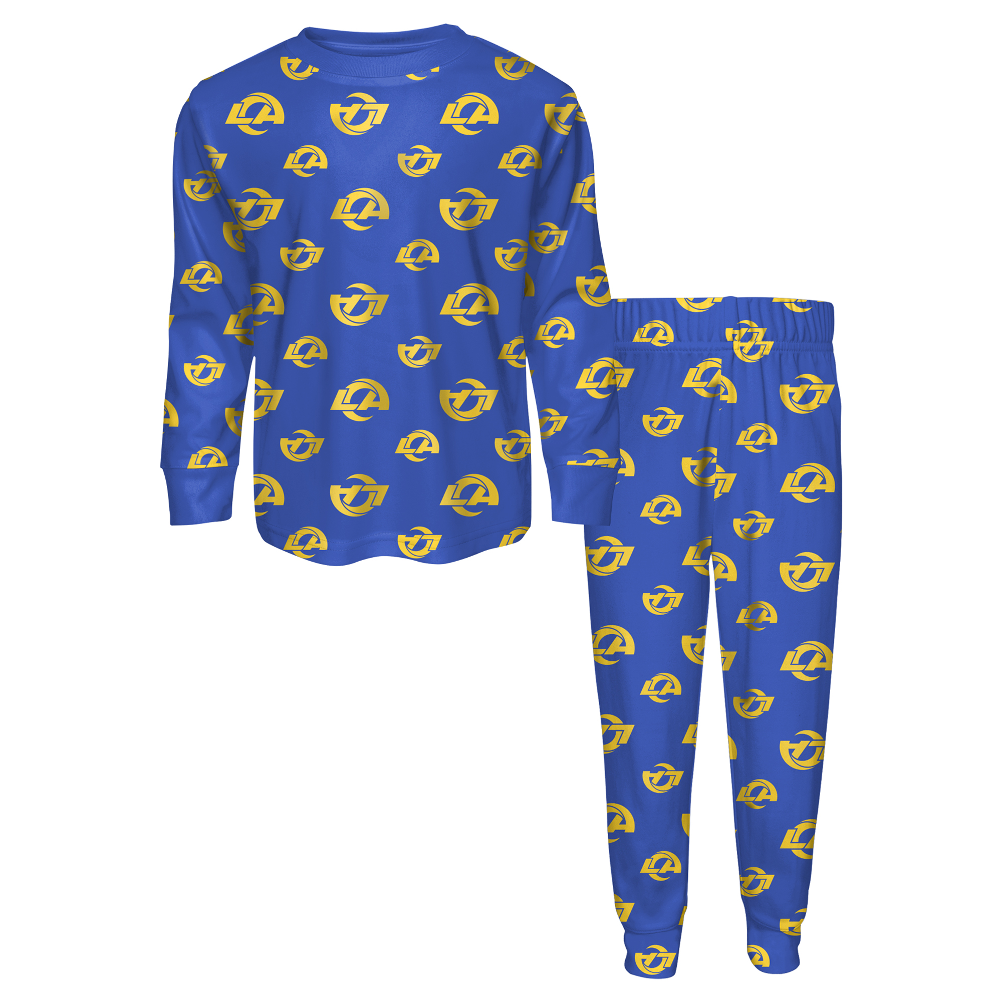 Outerstuff Big Boys' and Girls' Royal Los Angeles Rams All-Over-Print Long-Sleeves T-Shirt and Pants Sleep Set - Royal