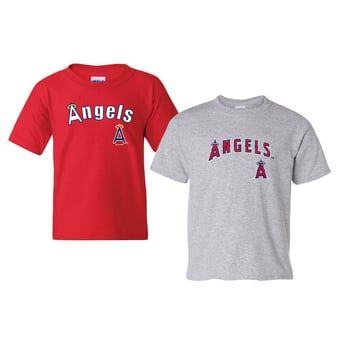 Youth Soft as a Grape Red/Heather Gray Los Angeles Angels Cooperstown 2-Pack T-Shirt Set