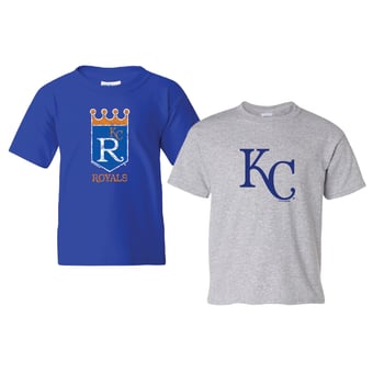 Youth Soft as a Grape  Royal/Heather Gray Kansas City Royals  Cooperstown 2-Pack T-Shirt Set