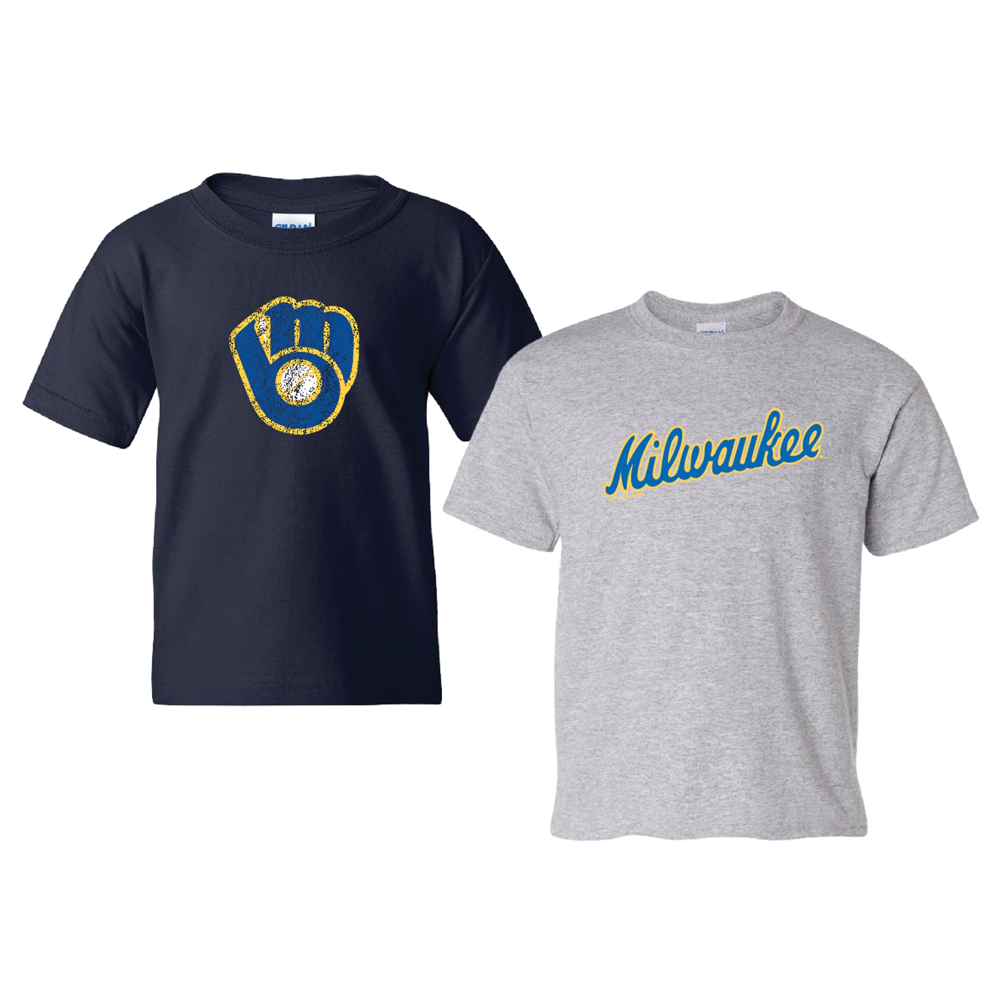 Youth Soft as a Grape  Navy/Heather Gray Milwaukee Brewers  Cooperstown 2-Pack T-Shirt Set