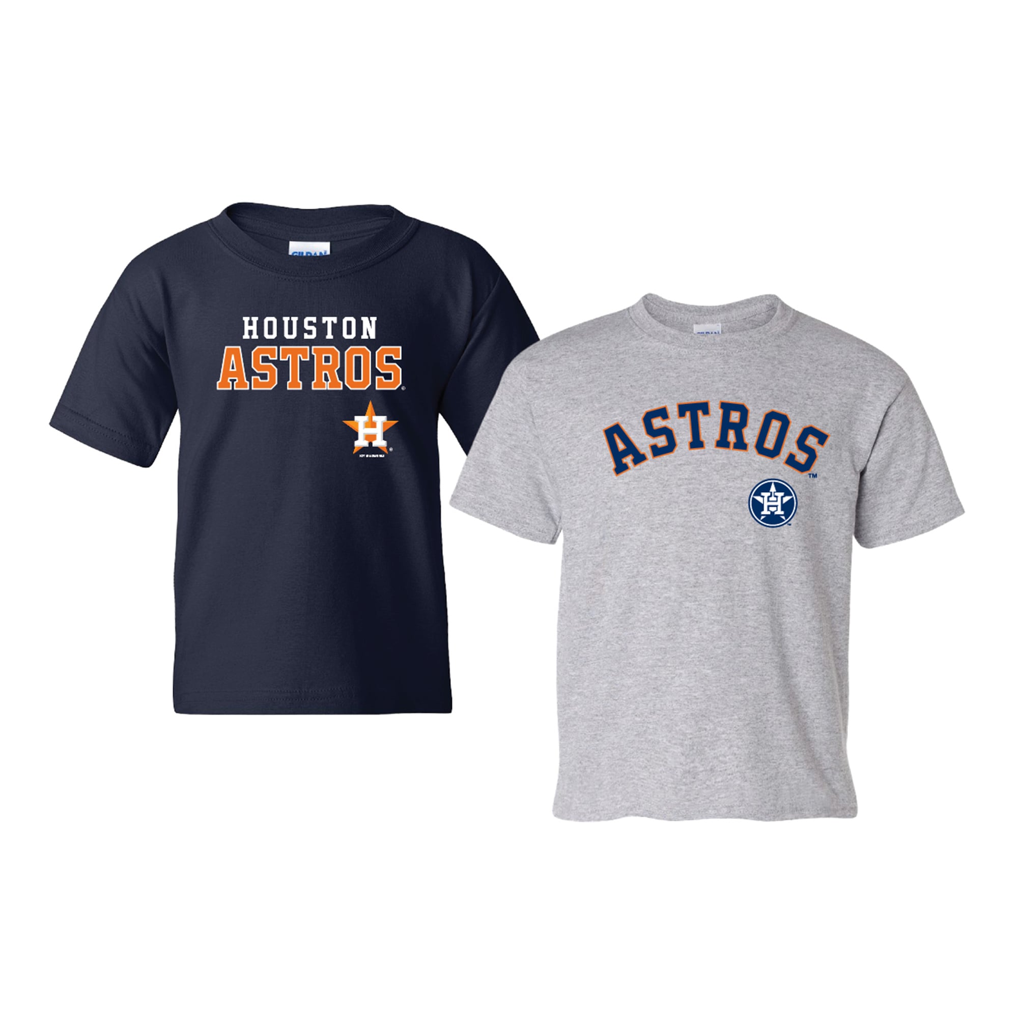 Youth Soft as a Grape  Navy/Heather Gray Houston Astros 2-Pack Logo T-Shirt Set