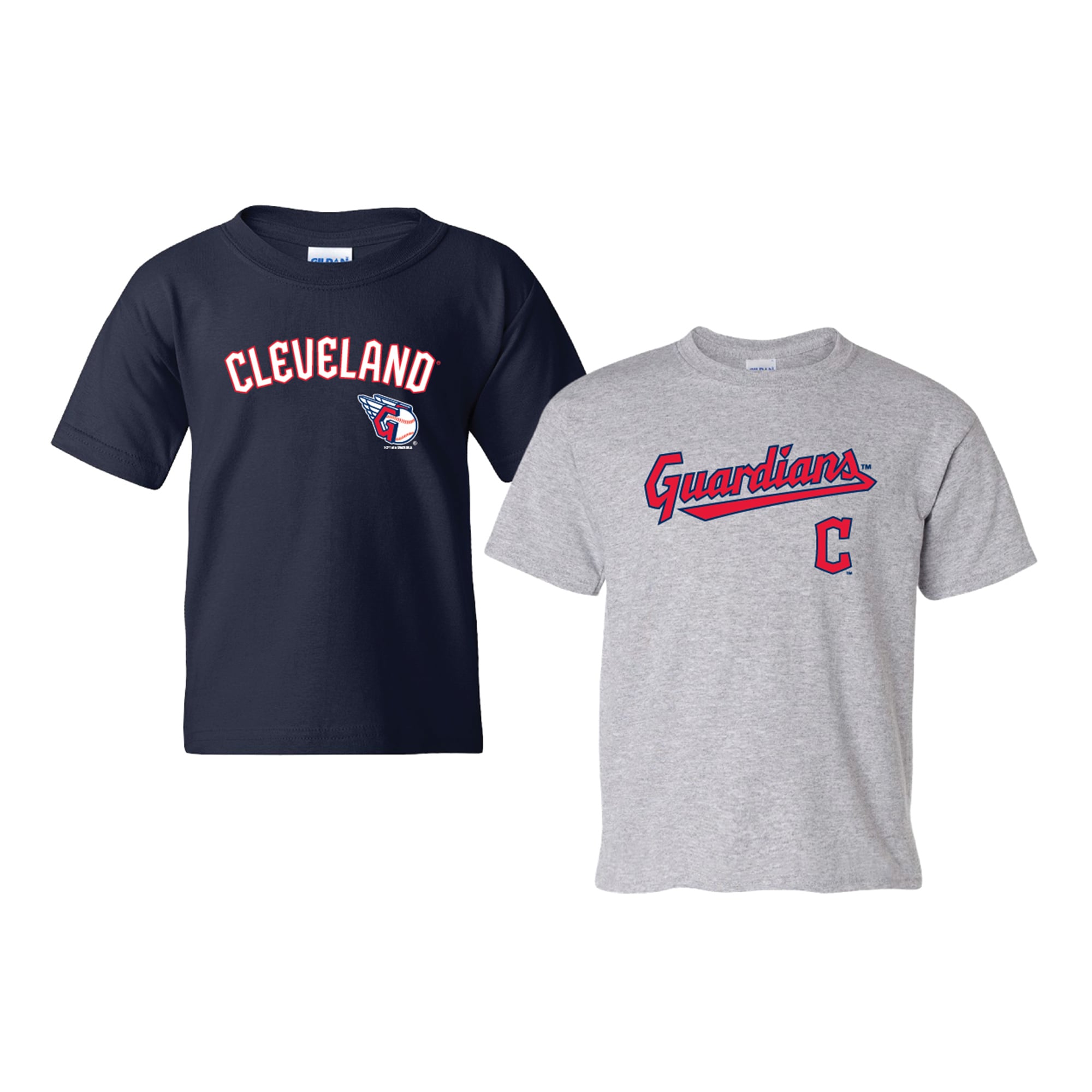 Youth Soft as a Grape Navy/Heather Gray Cleveland Guardians 2-Pack Logo T-Shirt Set