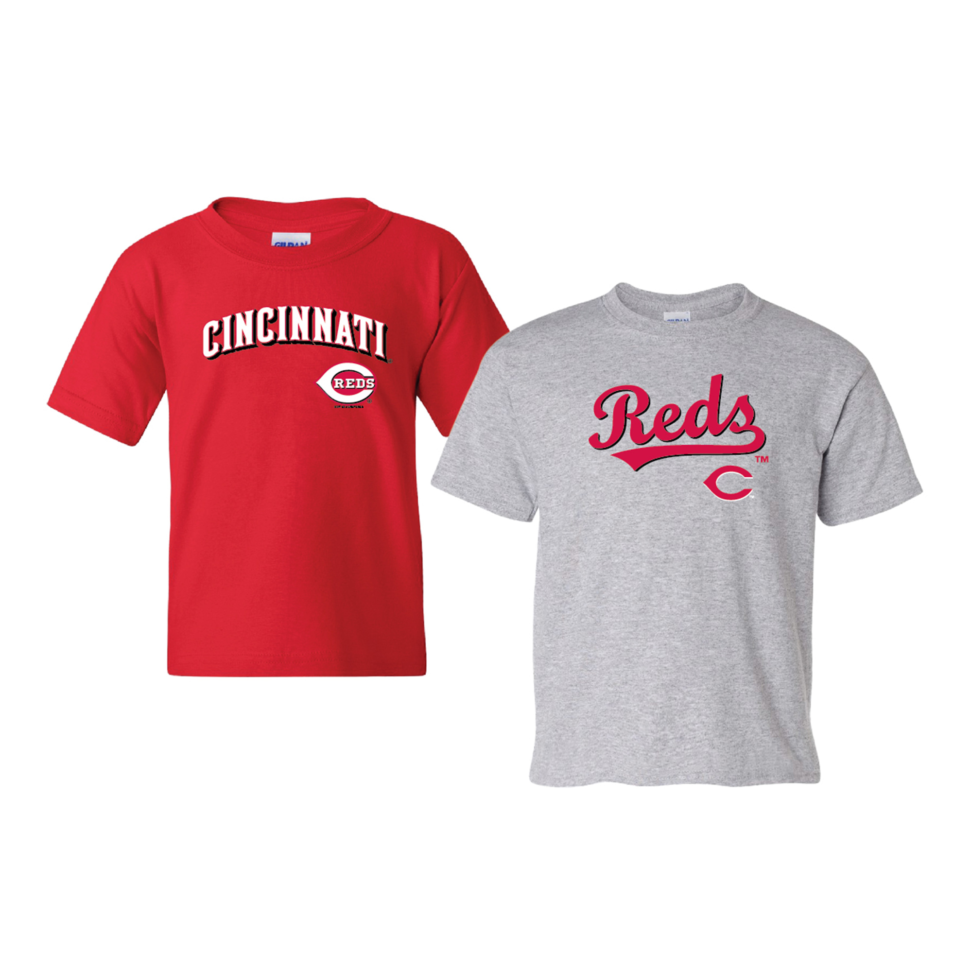 Youth Soft as a Grape  Red/Heather Gray Cincinnati Reds 2-Pack Logo T-Shirt Set