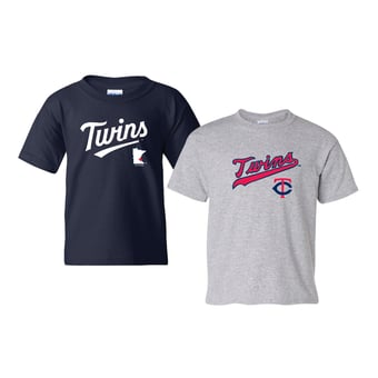 Youth Soft as a Grape Navy/Heather Gray Minnesota Twins 2-Pack Logo T-Shirt Set