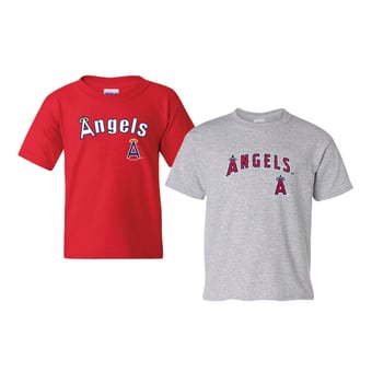 Youth Soft as a Grape  Red/Heather Gray Los Angeles Angels 2-Pack Logo T-Shirt Set