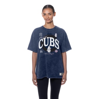 Women's New Era Navy Chicago Cubs Throwback Mineral Wash Boyfriend T-Shirt