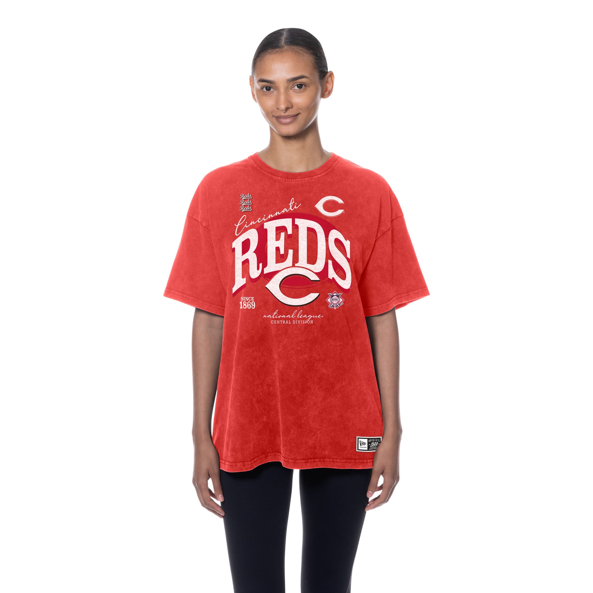 Women's New Era Red Cincinnati Reds Throwback Mineral Wash Boyfriend T-Shirt