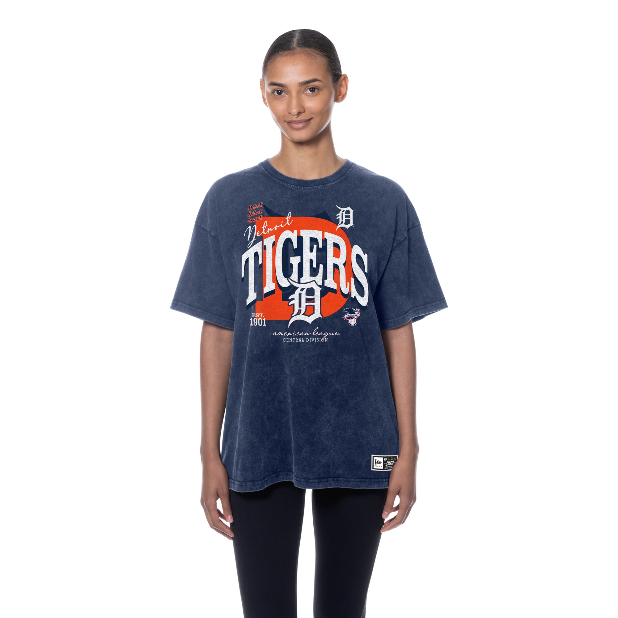 Women's New Era Navy Detroit Tigers Throwback Mineral Wash Boyfriend T-Shirt