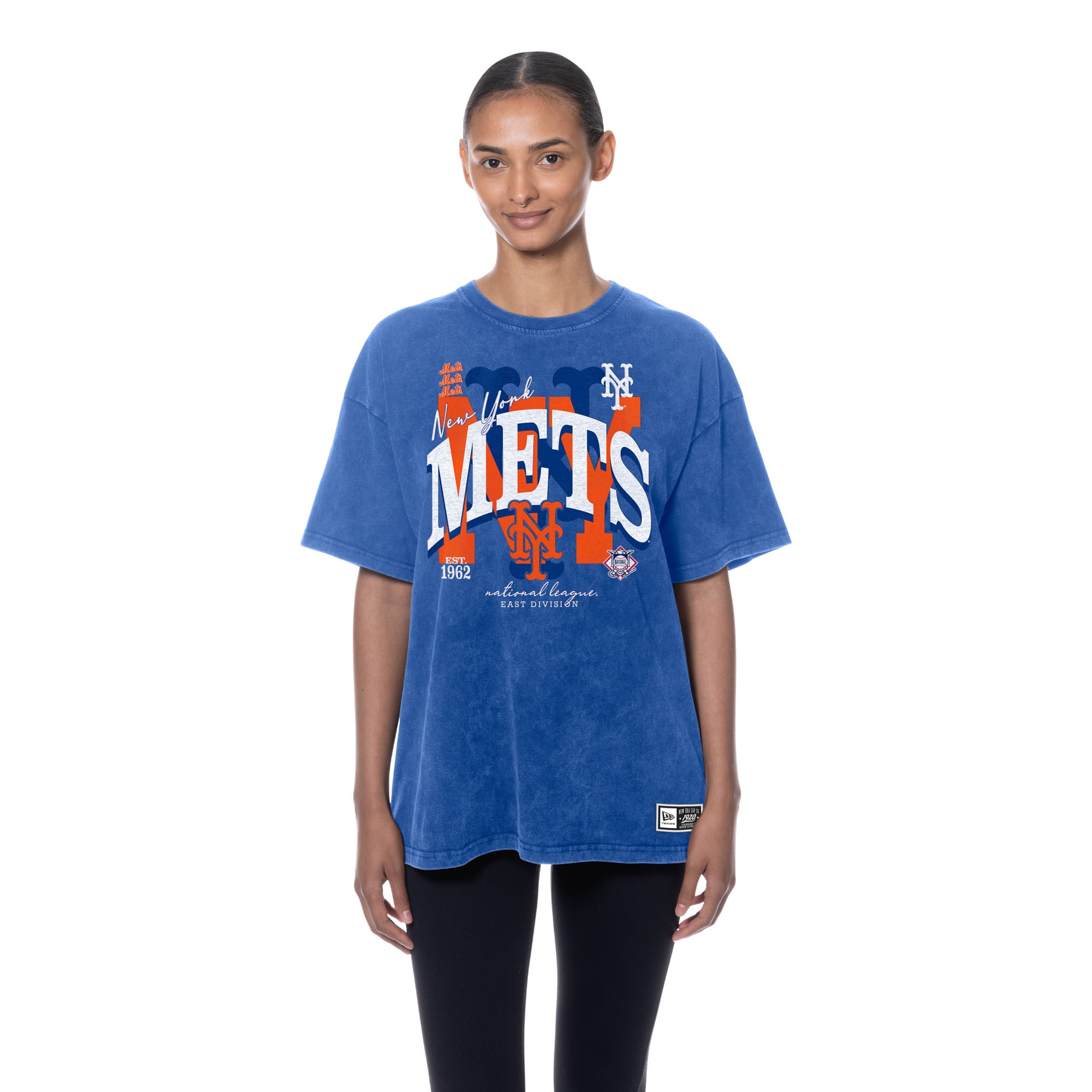 Women's New Era Royal New York Mets Throwback Mineral Wash Boyfriend T-Shirt