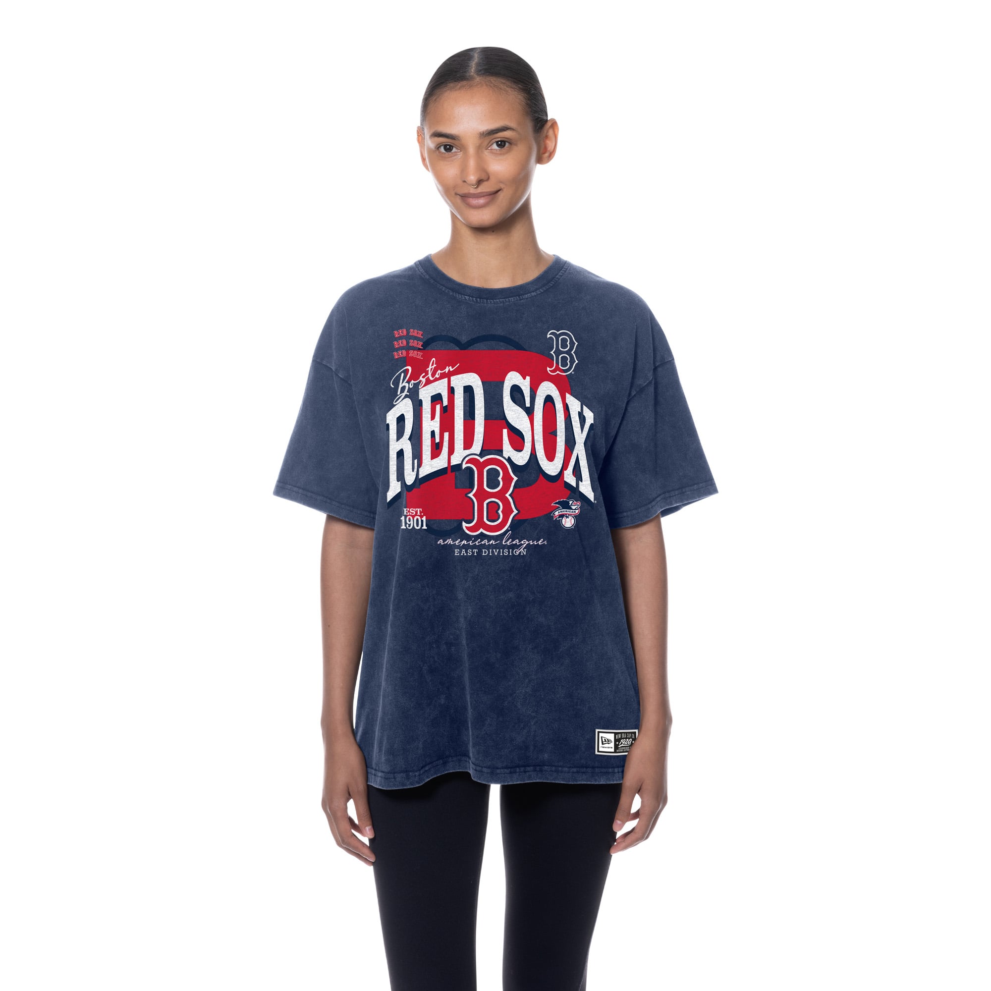 Women's New Era Navy Boston Red Sox Throwback Mineral Wash Boyfriend T-Shirt