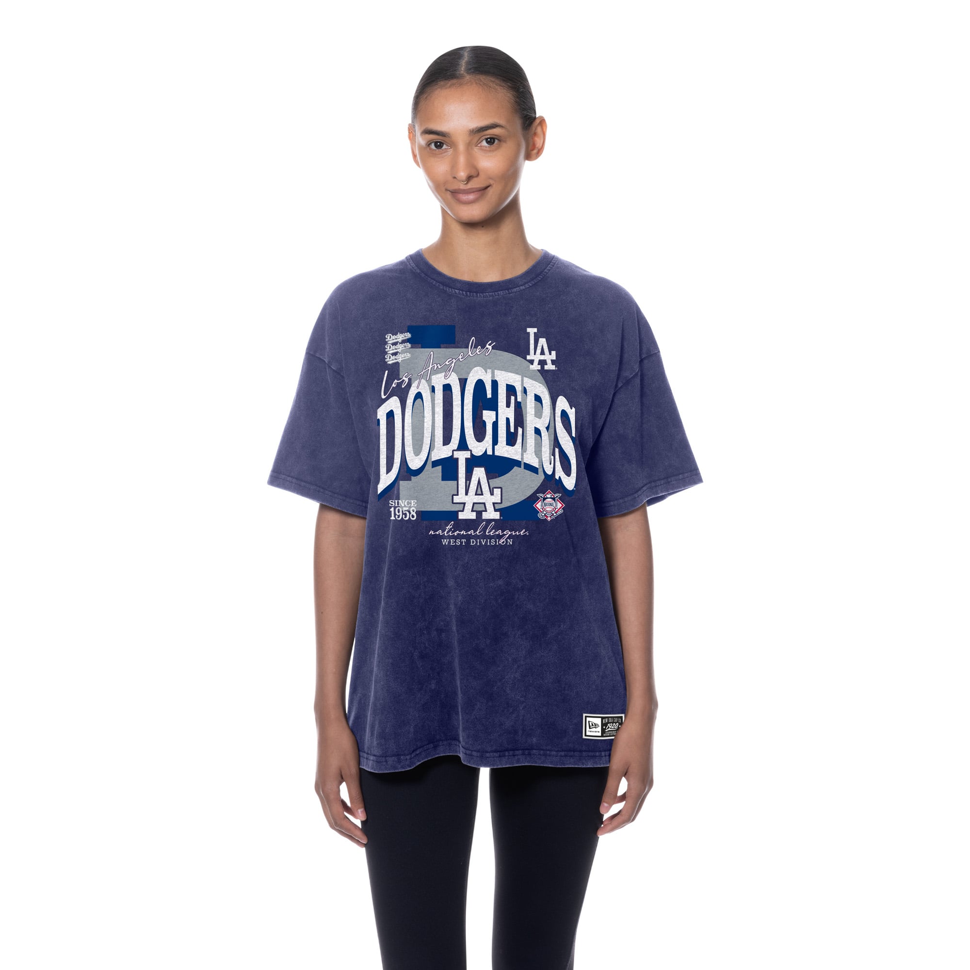 Women's New Era Royal Los Angeles Dodgers Throwback Mineral Wash Boyfriend T-Shirt