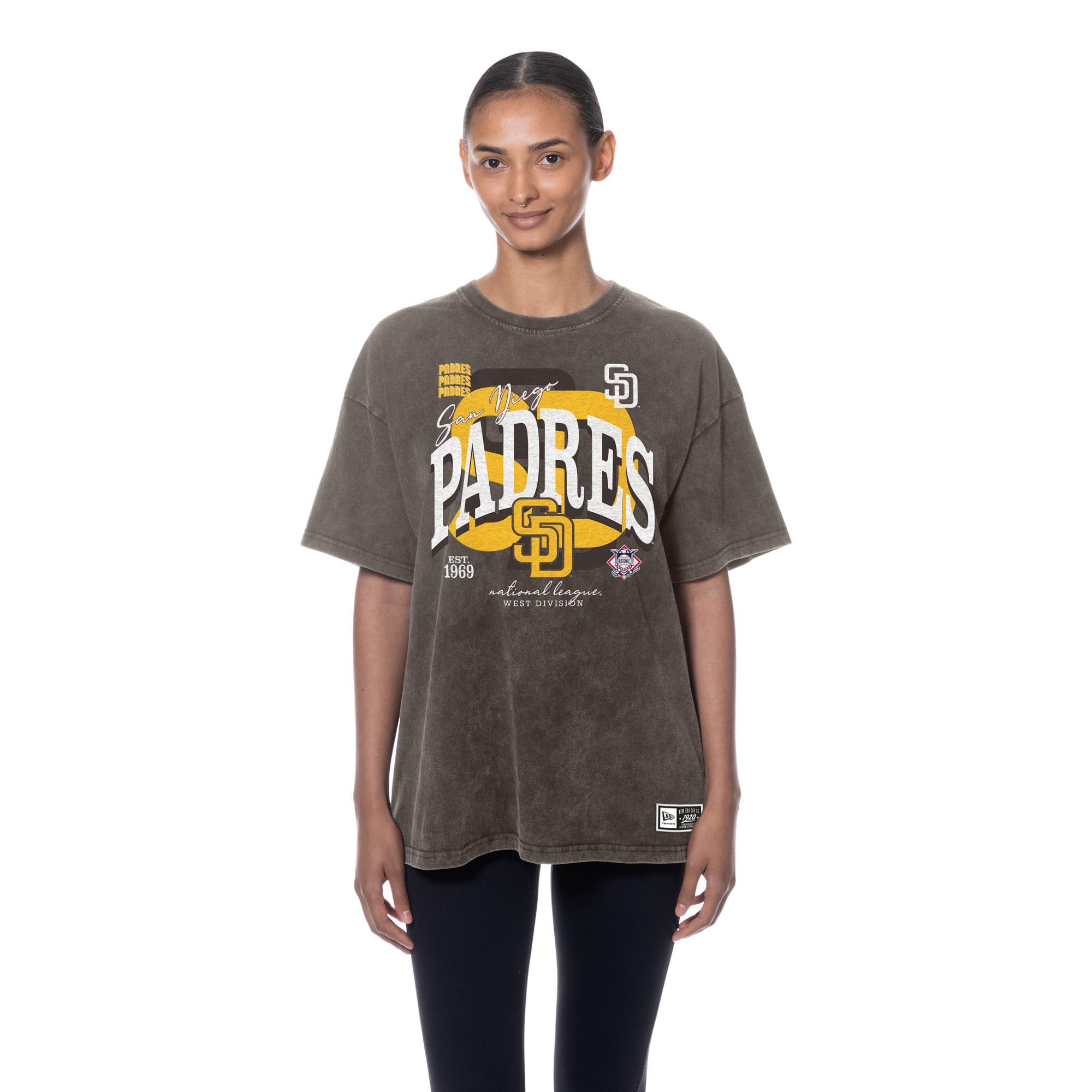 Women's New Era Brown San Diego Padres Throwback Mineral Wash Boyfriend T-Shirt