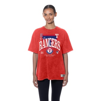 Women's New Era Red Texas Rangers Throwback Mineral Wash Boyfriend T-Shirt